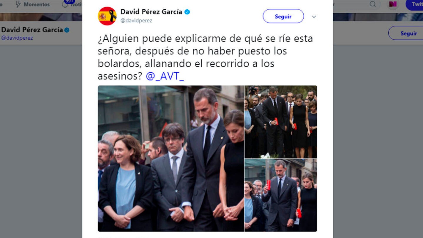 El pol&eacute;mico tuit de David P&eacute;rez sobre los atentados de Catalunya