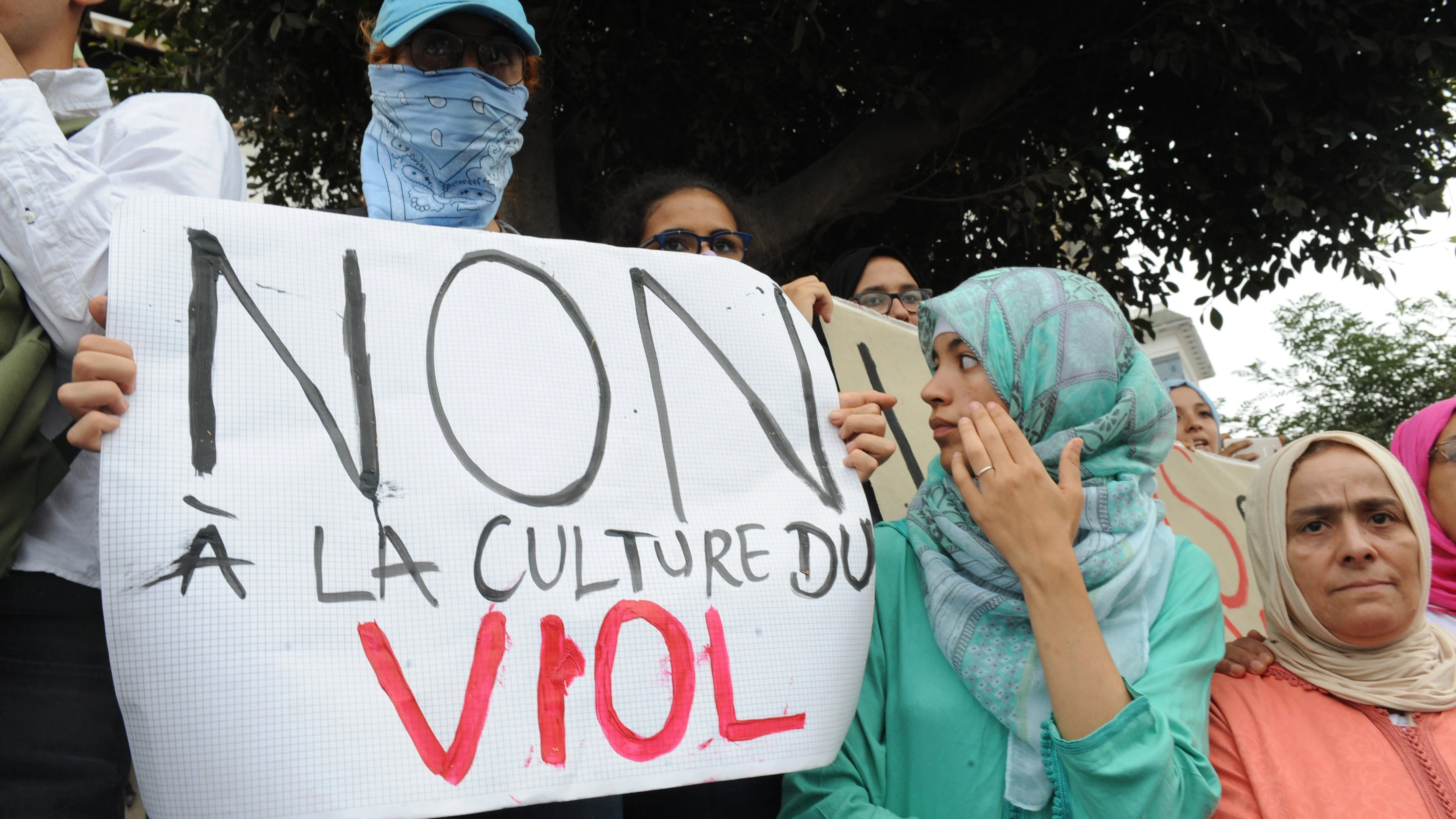 Imagen de archivo de una manifestación contra el abuso sexual en Casablanca Imagen de archivo de una manifestación contra el abuso sexual en Casablanca