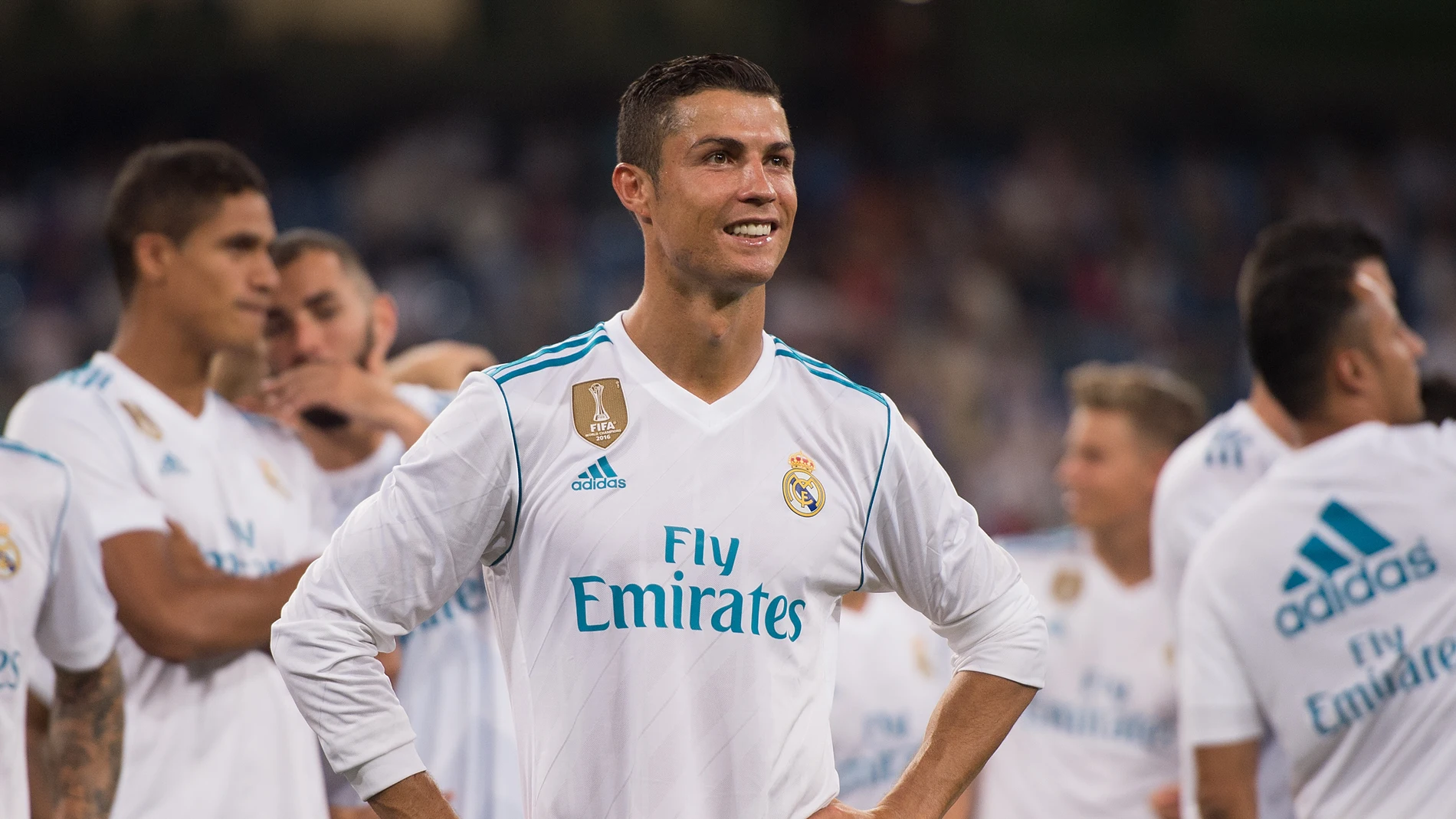 Cristiano Ronaldo sonríe tras un partido con el Real Madrid