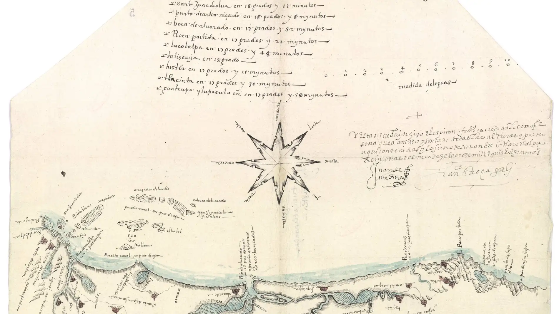 Mapa de Tlacotalpa del navegante sevillano Francisco Gali