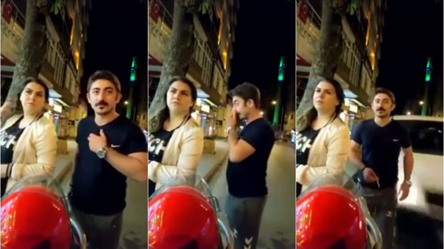 La pareja antes del atropello