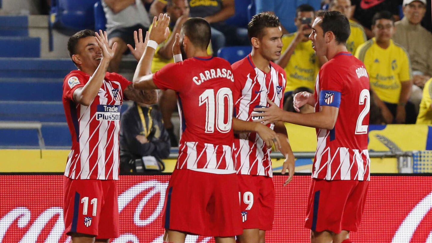 Los jugadores del Atl&eacute;tico celebran un gol