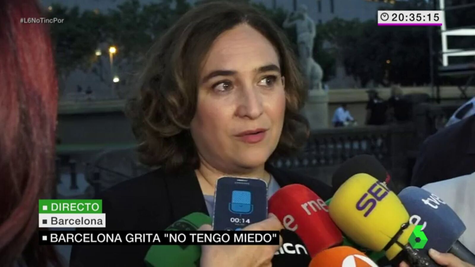 Ada Colau tras la manifestaci&oacute;n en Barcelona