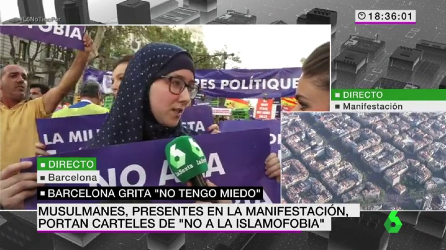 Musulmanes presentes en la manifestaci&oacute;n contra el terrorismo