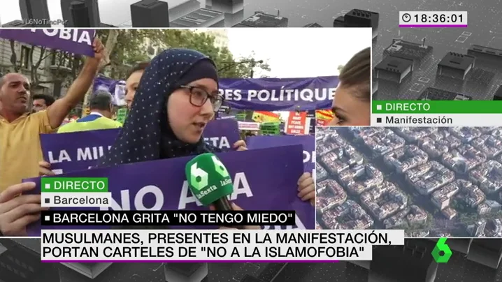 Musulmanes presentes en la manifestación contra el terrorismo