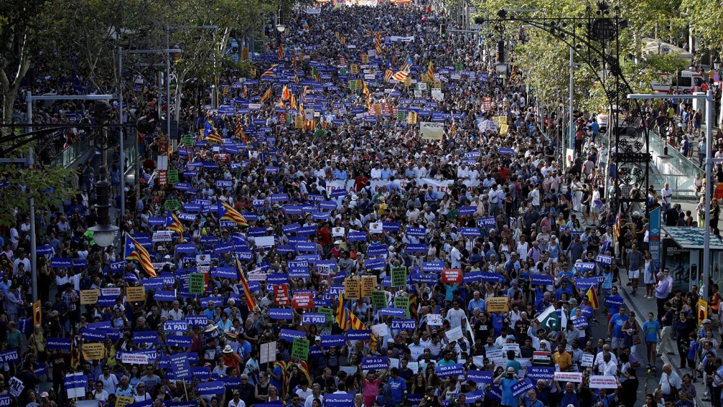 Manifestaci&oacute;n antiterrorista en Barcelona