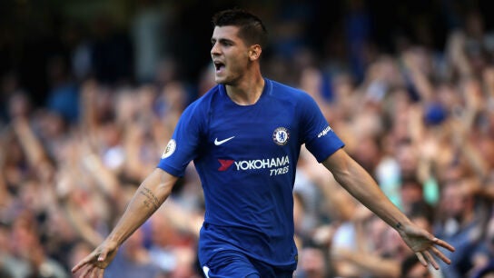 &Aacute;lvaro Morata celebra un gol con el Chelsea