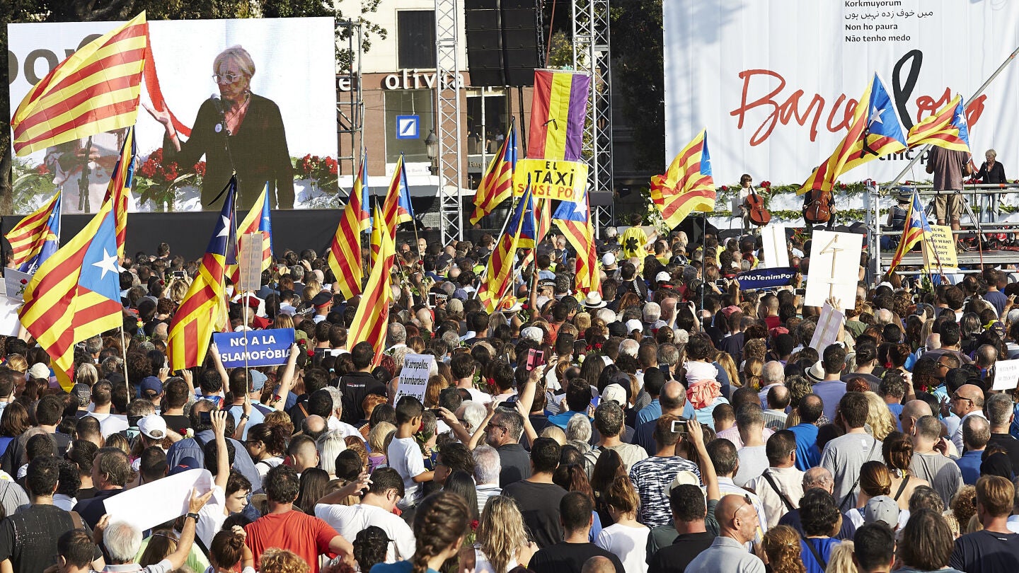 Esteladas en la manifestaci&oacute;n de Barcelona