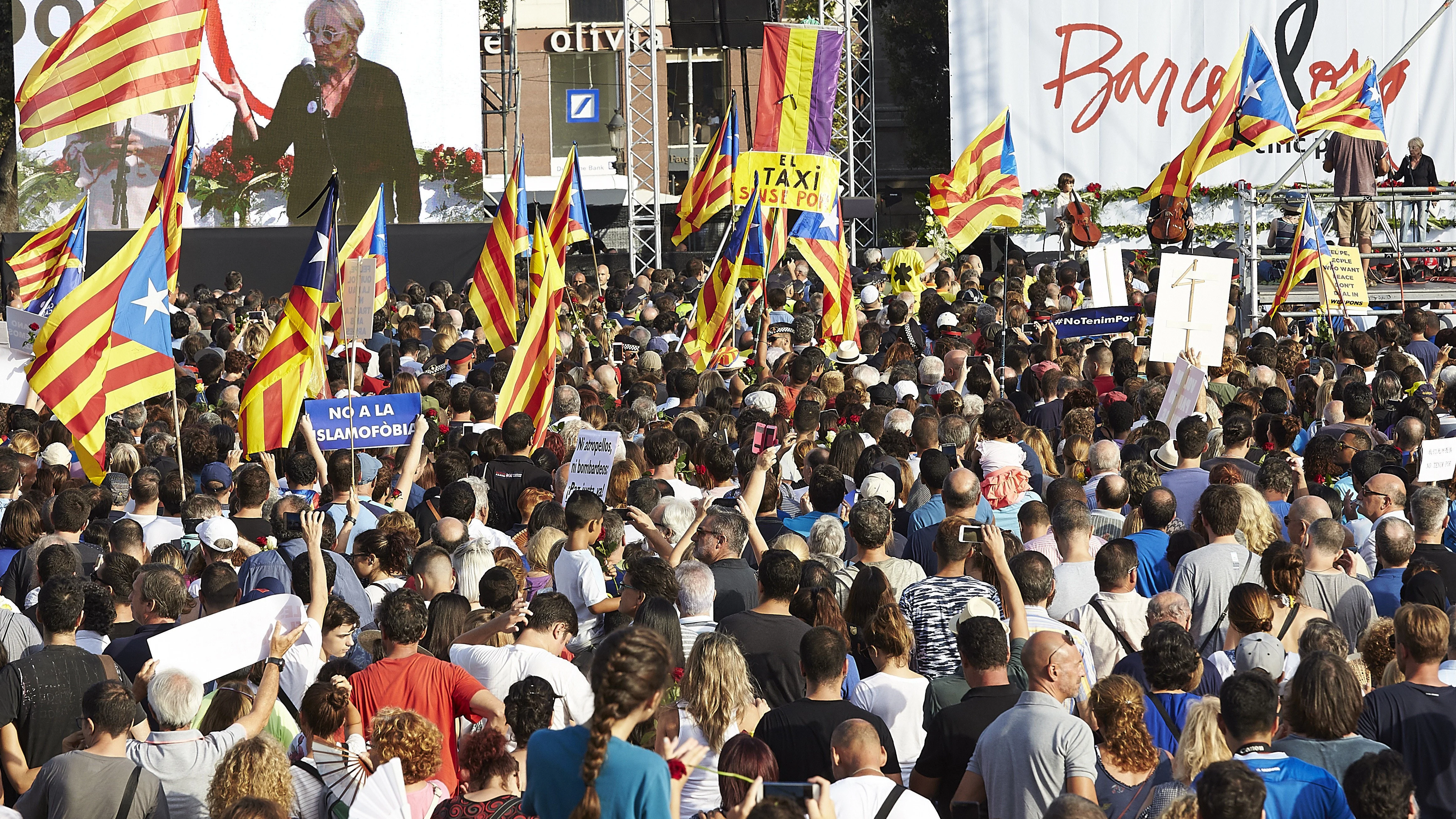 Esteladas en la manifestación de Barcelona