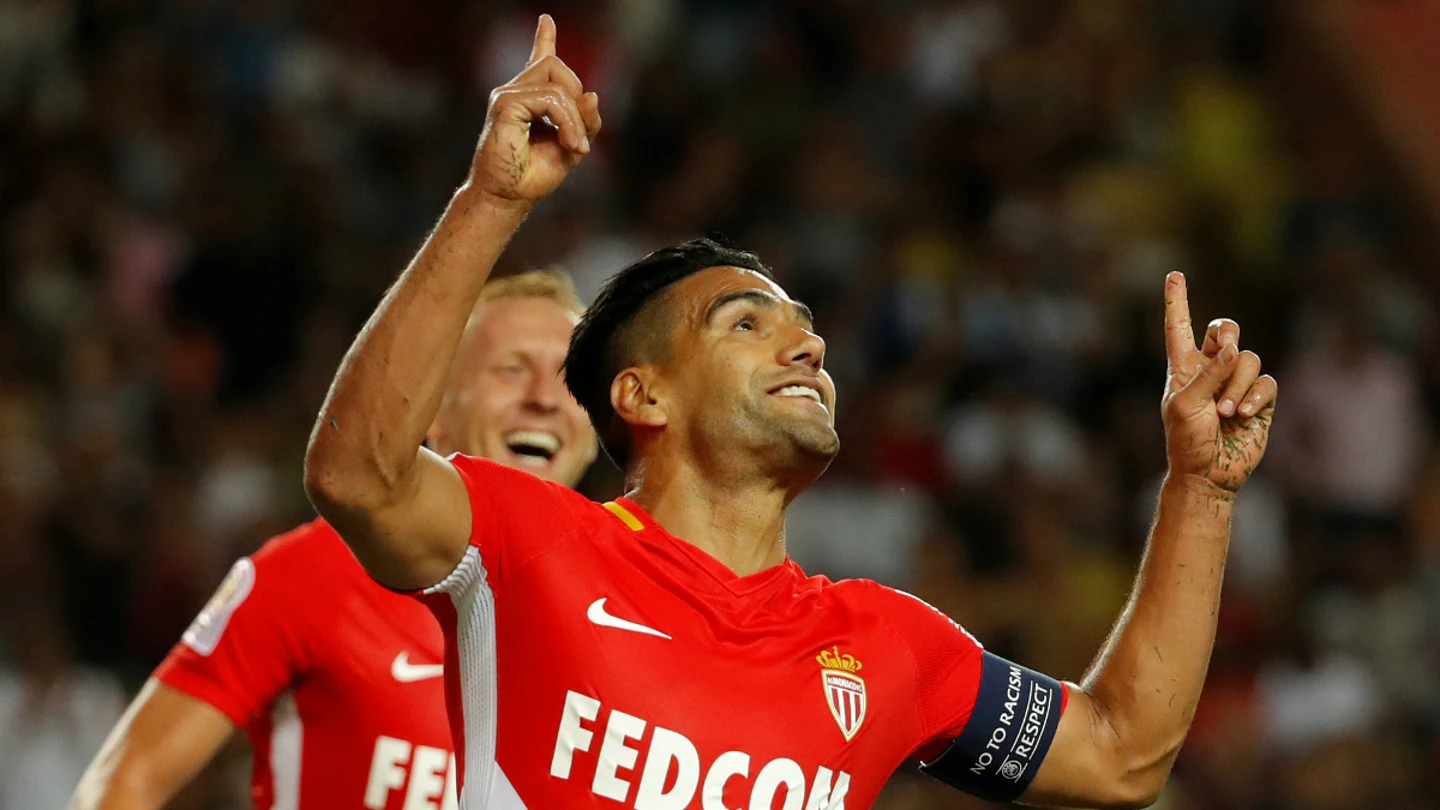 Radamel Falcao celebra un gol con el Mónaco Radamel Falcao celebra un gol con el Mónaco
