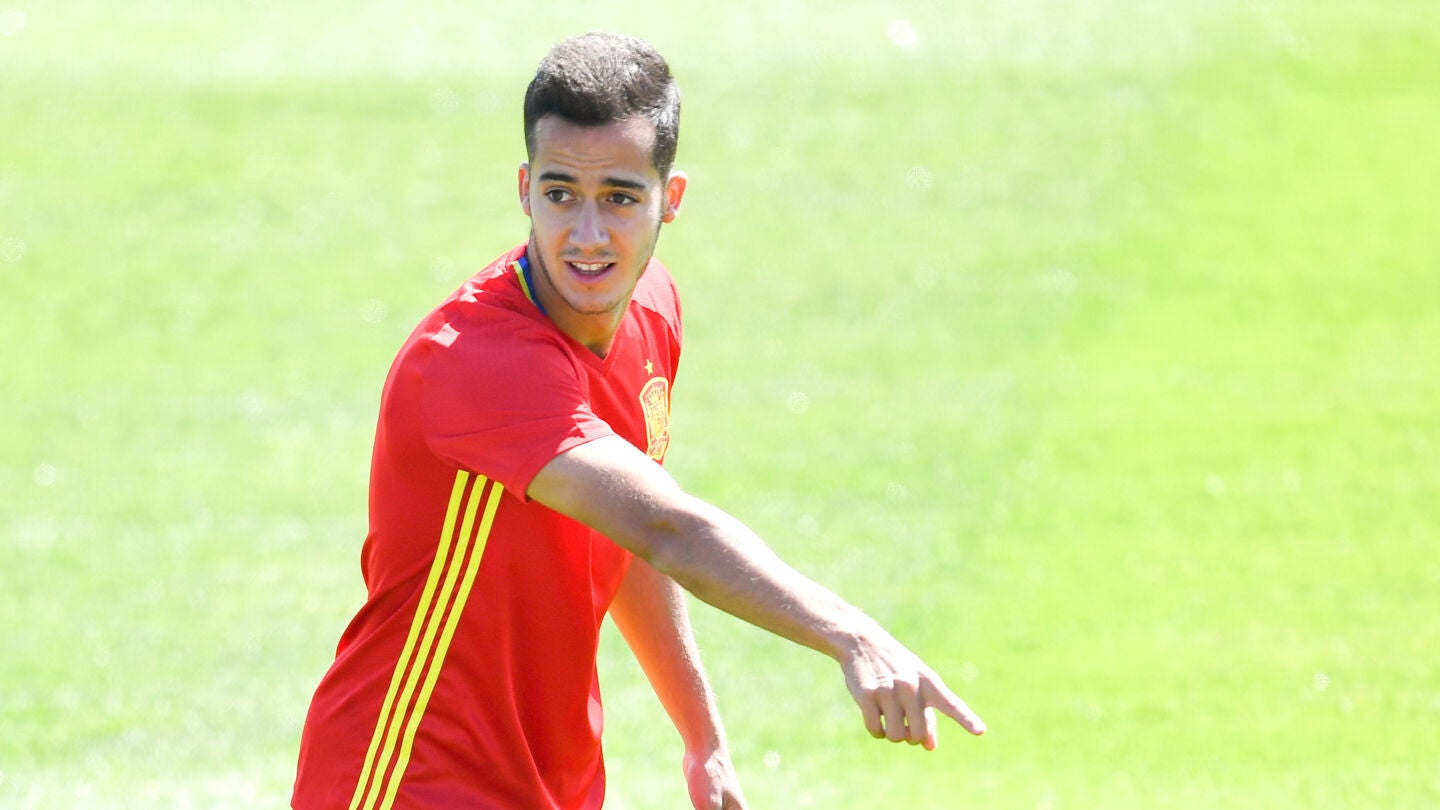 Lucas V&aacute;zquez, en un entrenamiento con la selecci&oacute;n espa&ntilde;ola de f&uacute;tbol
