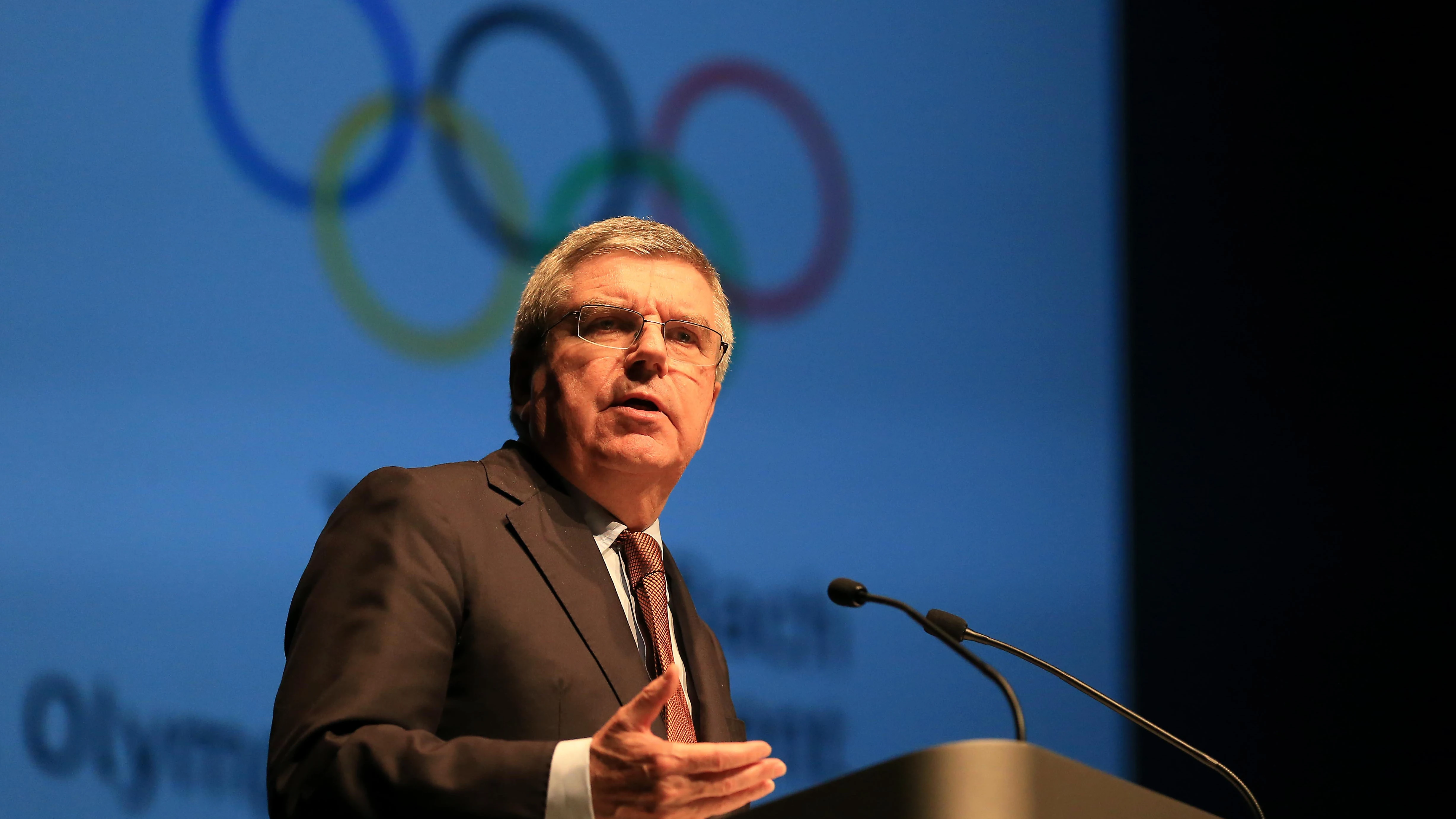 Thomas Bach en una rueda de prensa