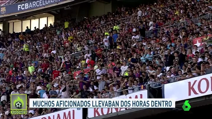 Esperpéntica presentación de Dembélé con retraso y cánticos de "¡Bartomeu dimisión!" en el Camp Nou