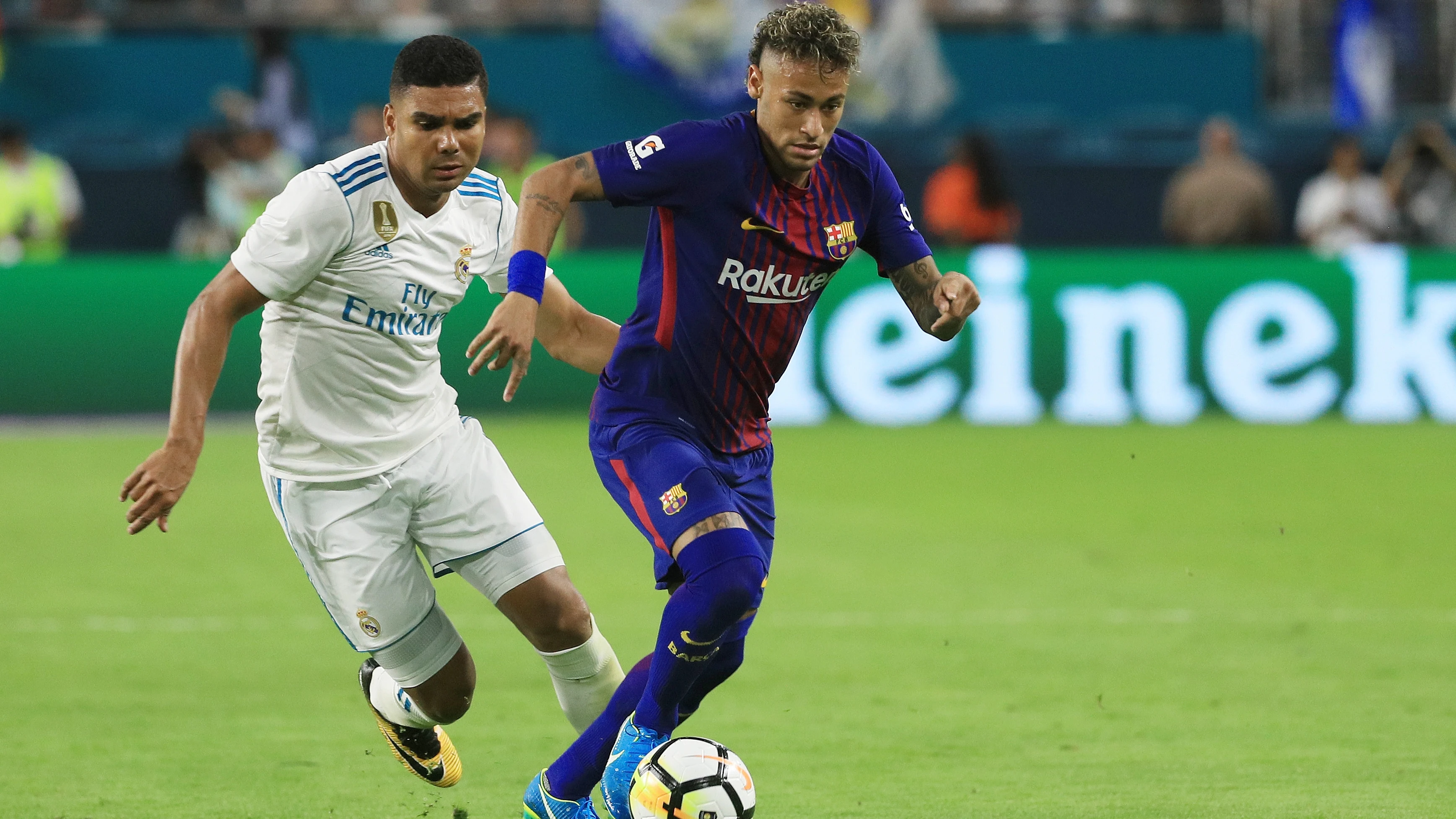 Neymar, durante el partido contra el Real Madrid en verano Neymar, durante el partido contra el Real Madrid en verano