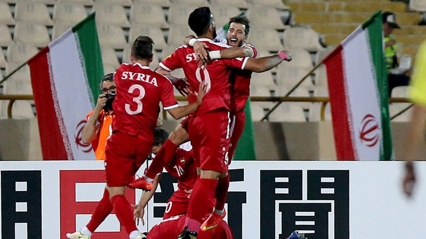 Los jugadores sirios celebran un gol Los jugadores sirios celebran un gol