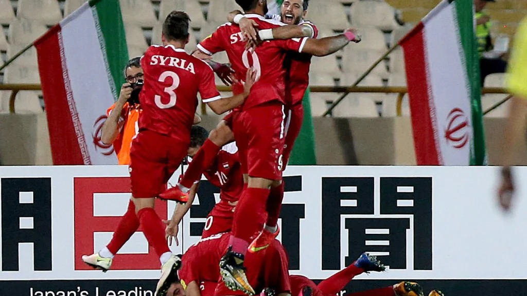 Los jugadores sirios celebran un gol Los jugadores sirios celebran un gol