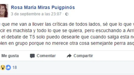 Una mujer desea que "violen" a Inés Arrimadas Una mujer desea que "violen" a Inés Arrimadas