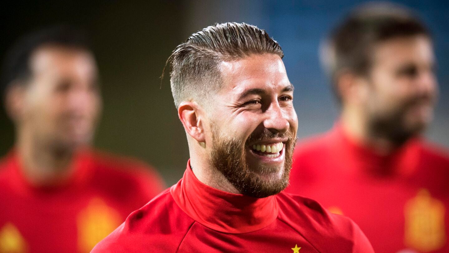 Sergio Ramos, durante un entrenamiento de la Selecci&oacute;n