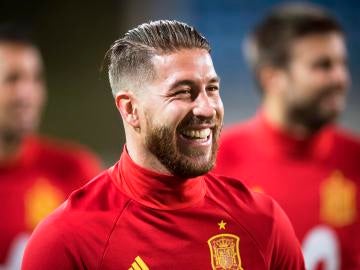 Sergio Ramos, durante un entrenamiento de la Selección Sergio Ramos, durante un entrenamiento de la Selección