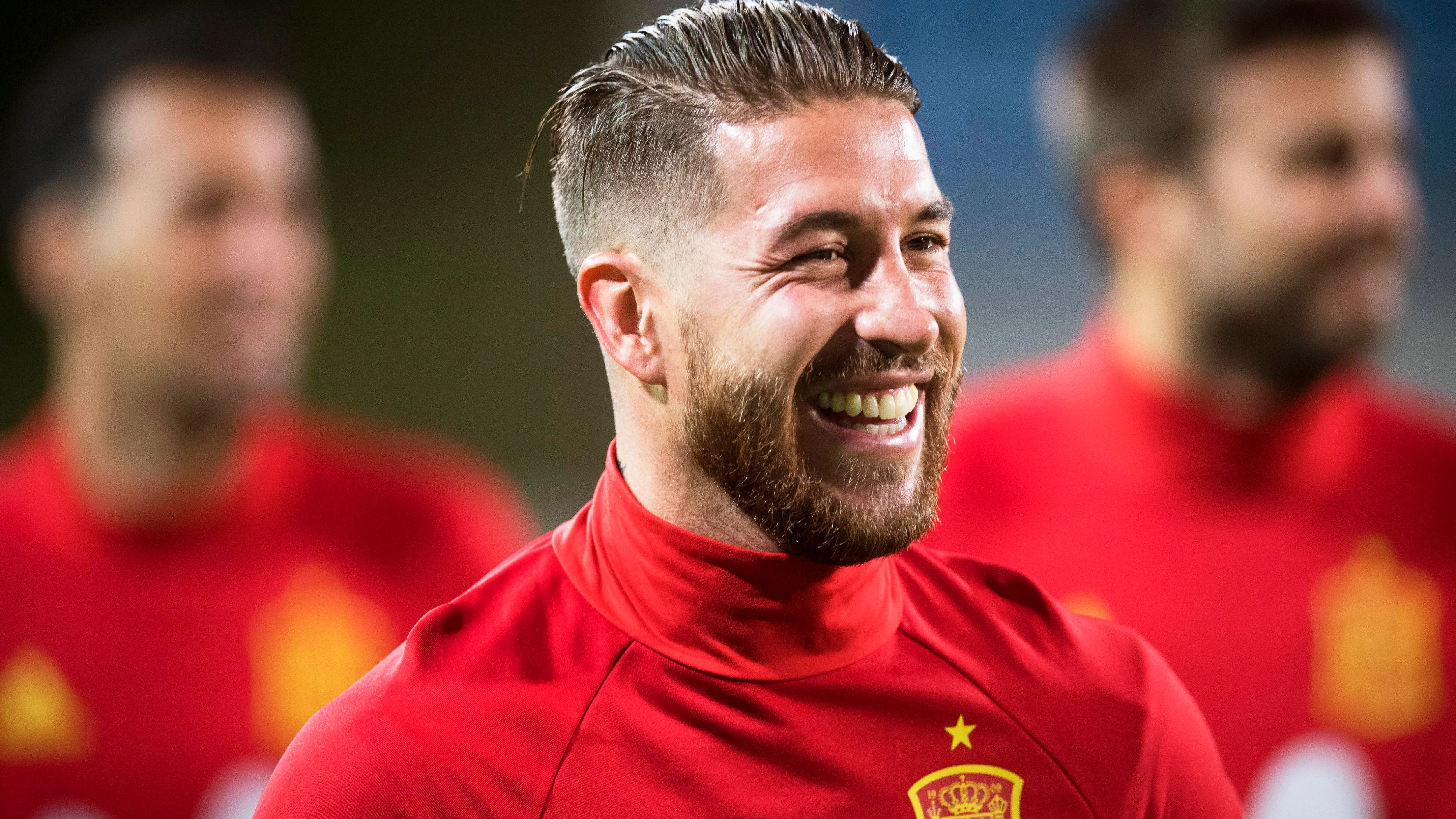 Sergio Ramos, durante un entrenamiento de la Selección
