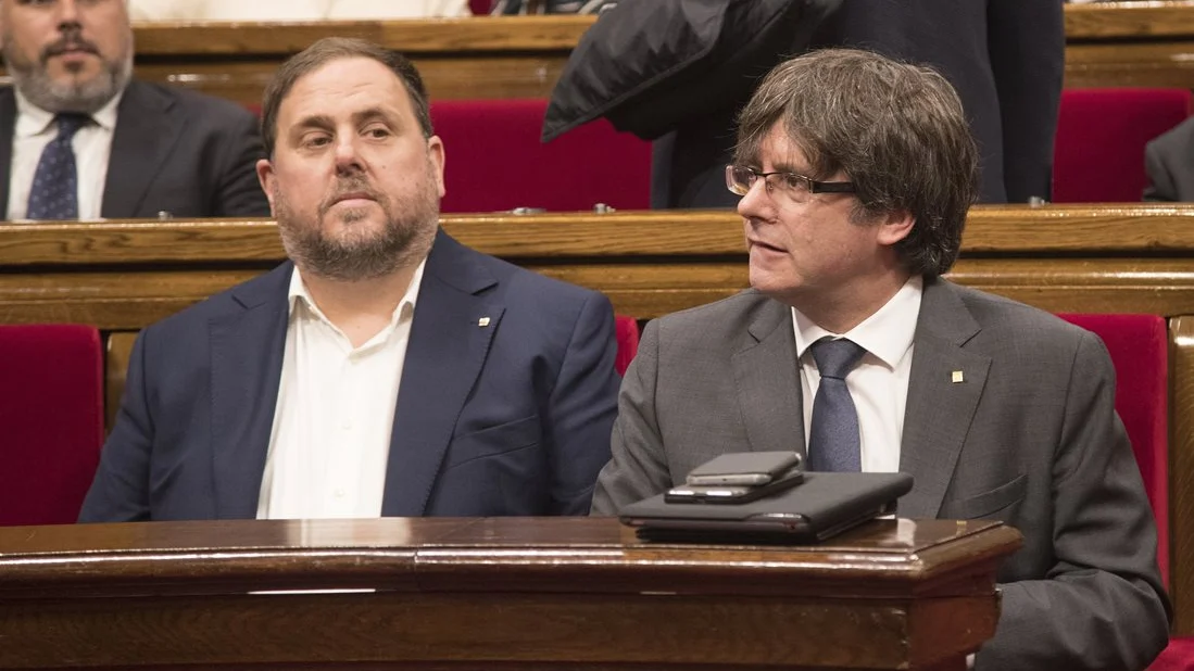 Oriol Junqueras y Puigdemont en el Parlament