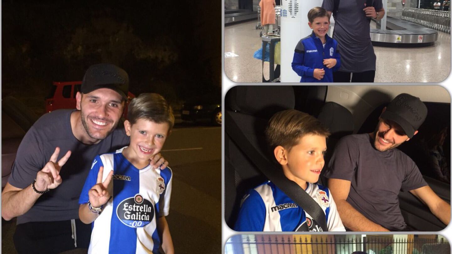 Lucas P&eacute;rez, con el peque&ntilde;o Mateo