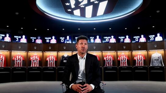 Simeone, durante su entrevista con el medio oficial del Atl&eacute;tico de Madrid