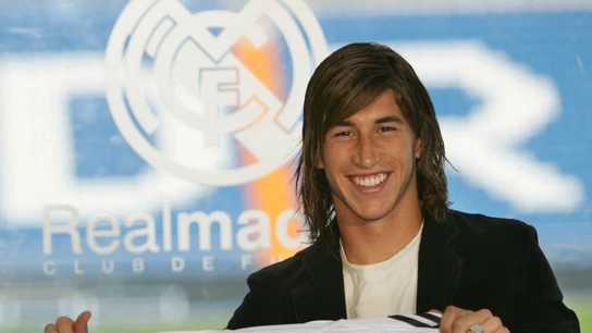Sergio Ramos, en su presentación con el Real Madrid Sergio Ramos, en su presentación con el Real Madrid