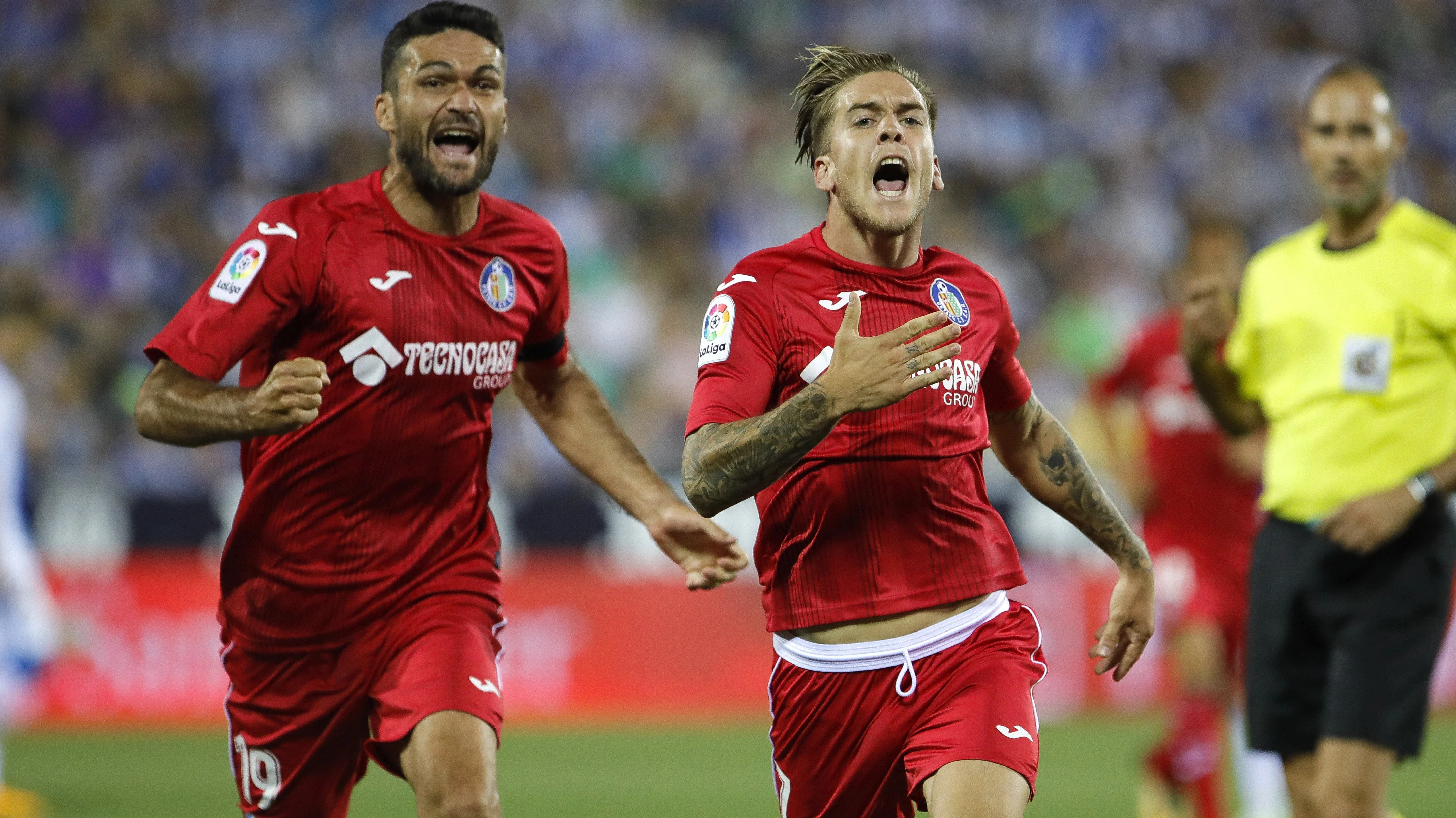 Álvaro Jiménez celebra su gol contra el Leganés