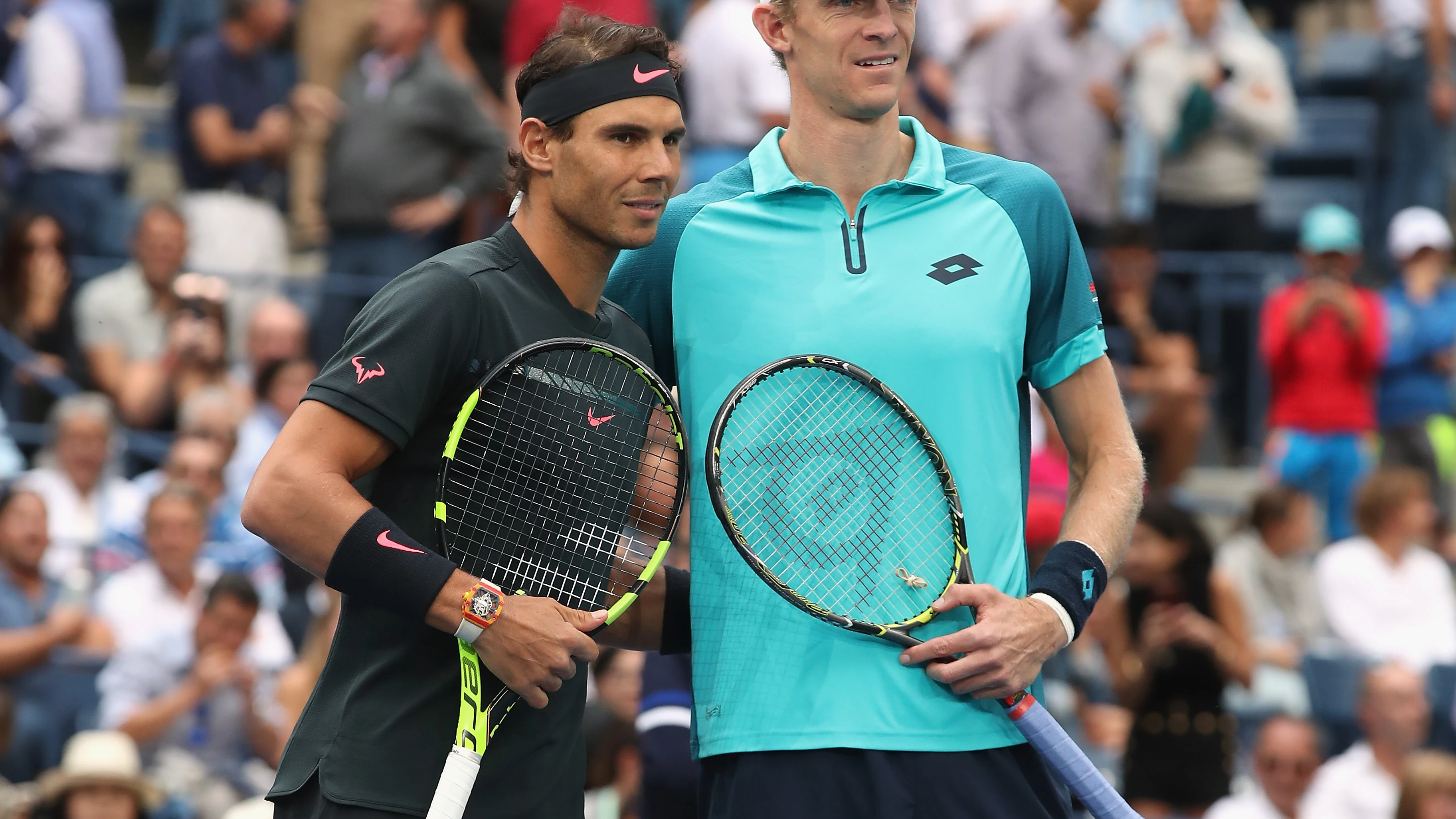 Rafa Nadal y Kevin Anderson, antes de disputar la final del US Open