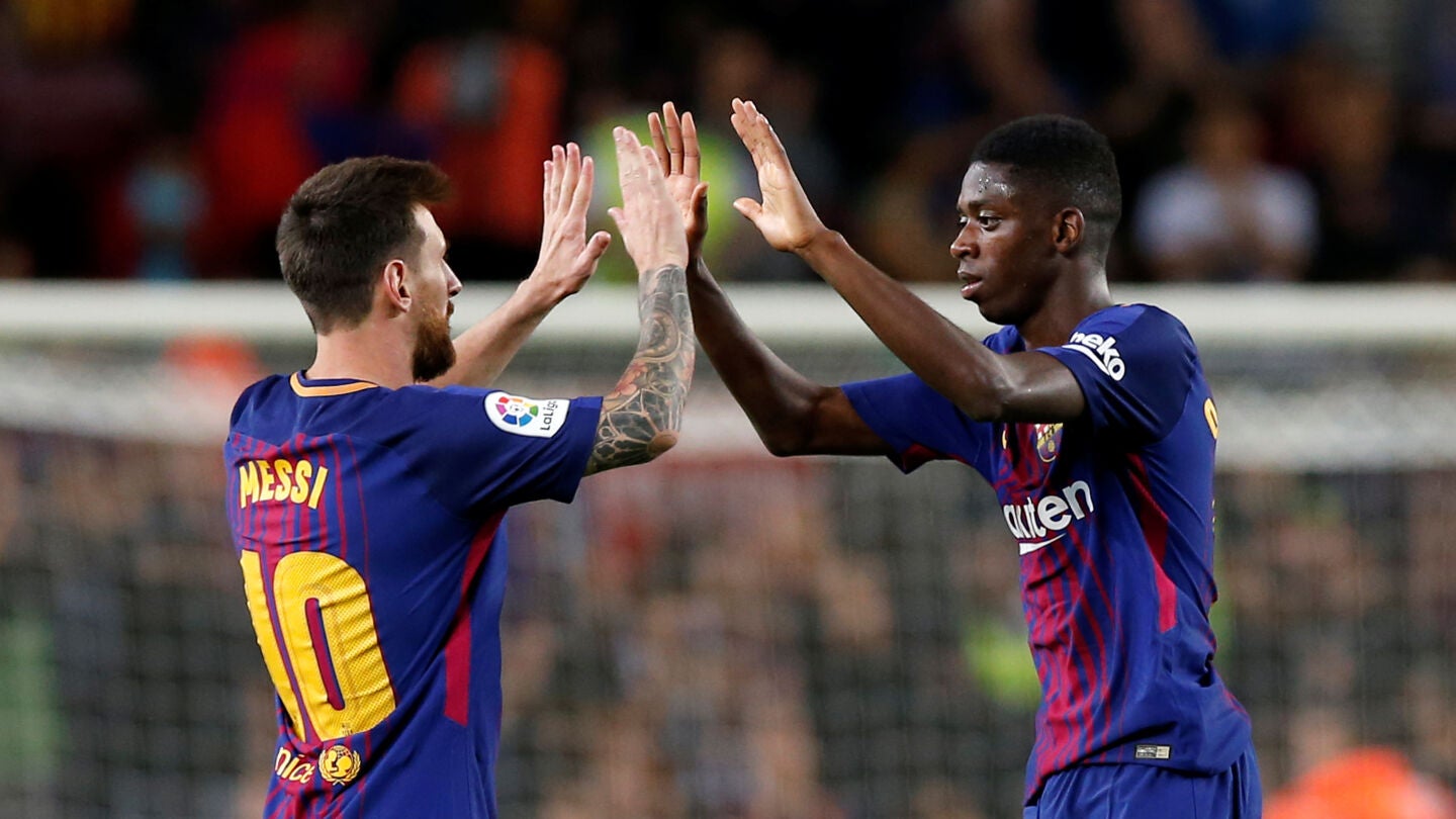 Messi con Dembel&eacute; 