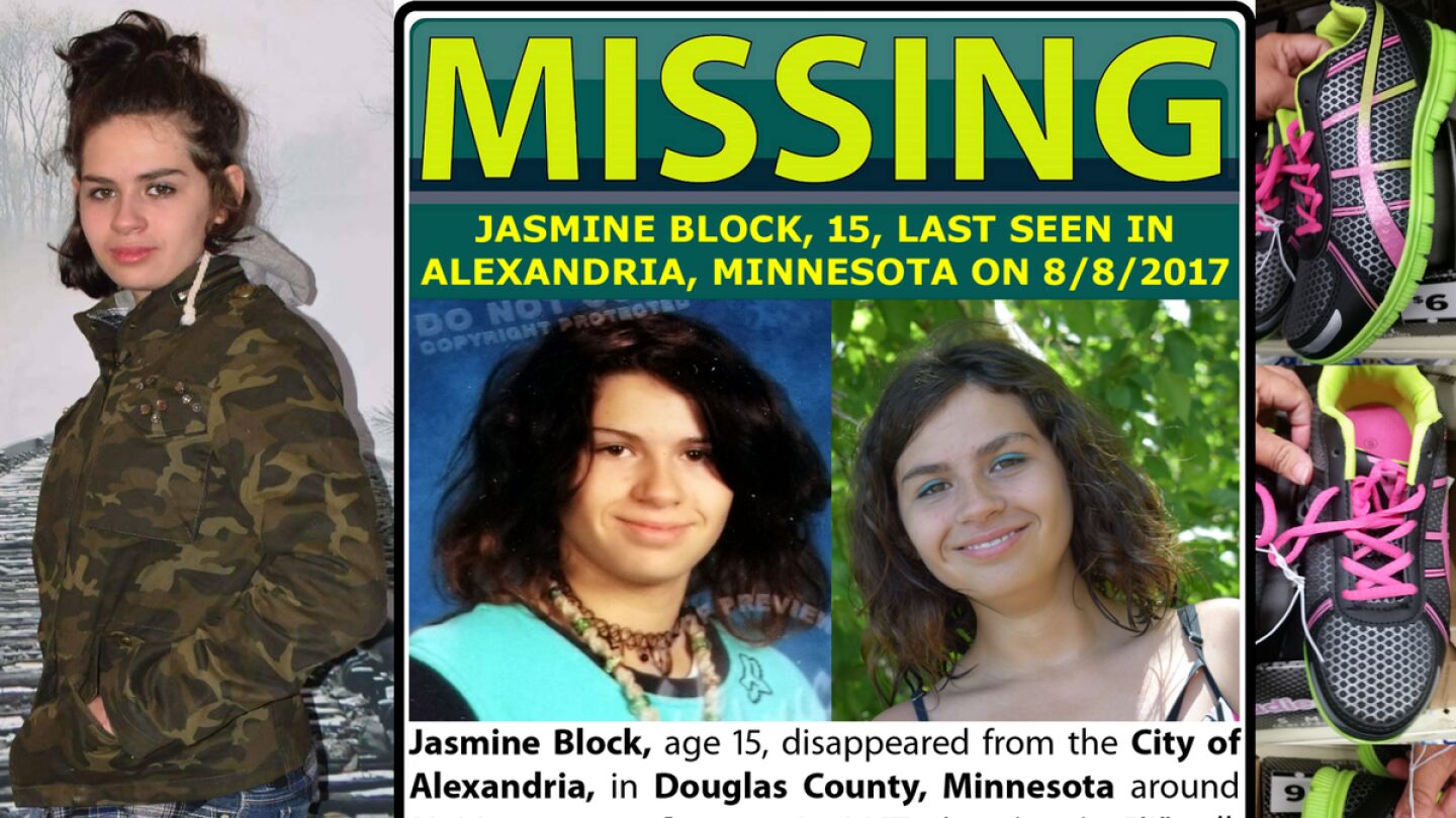 Cartel de b&uacute;squeda de Jasmine Block