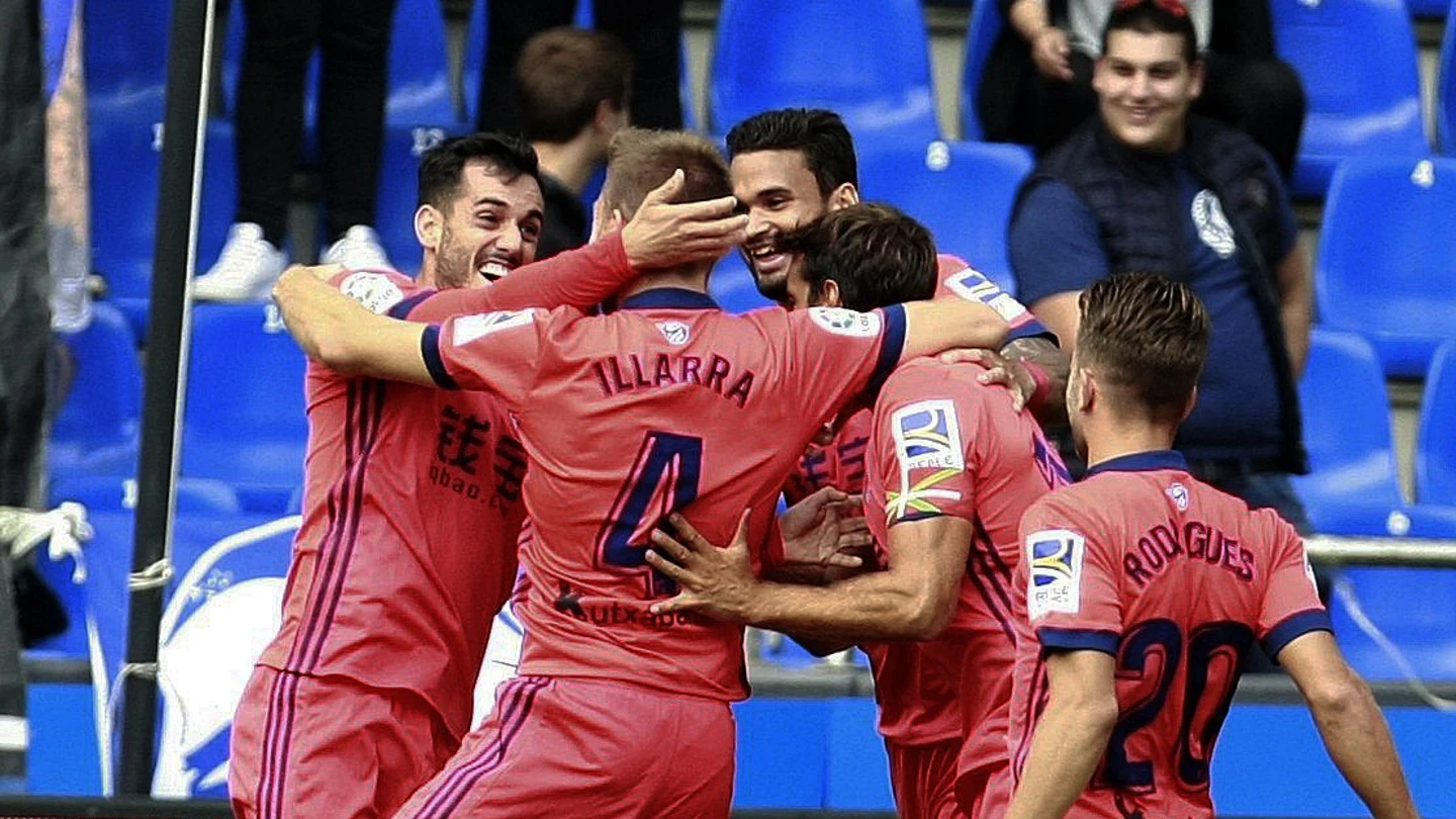 La Real Sociedad celebra un gol La Real Sociedad celebra un gol