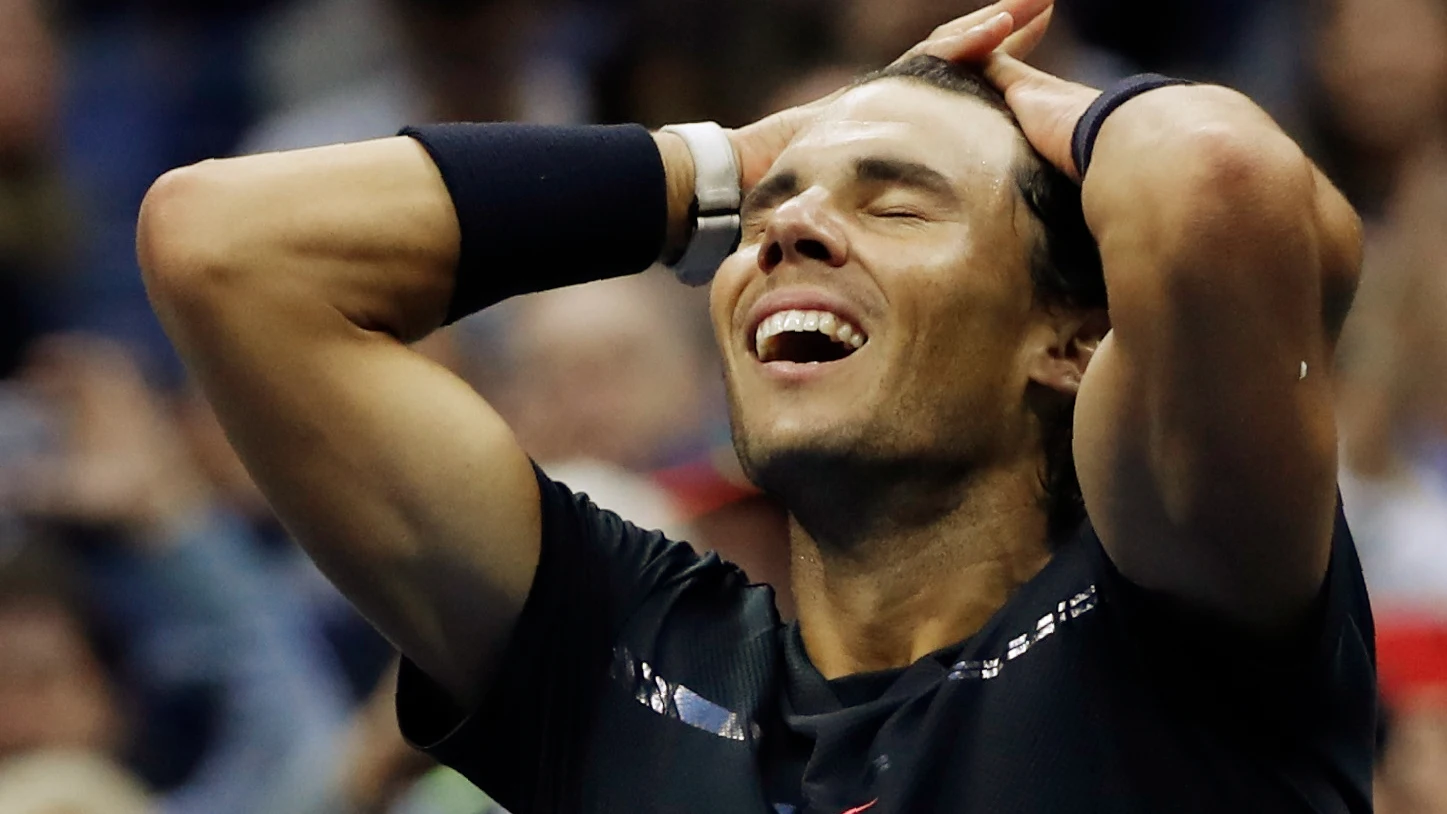 Rafa Nadal se lleva las manos a la cabeza tras ganar el US Open