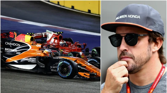 Cabreo de Alonso tras su accidente en Singapur Cabreo de Alonso tras su accidente en Singapur