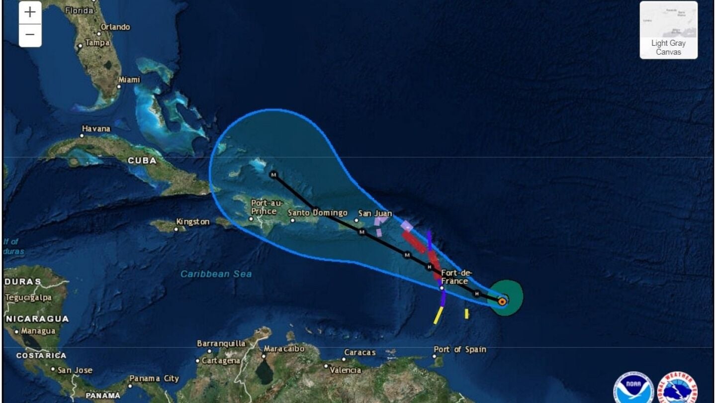 El recorrido de tres d&iacute;as de la tormenta tropical Mar&iacute;a que se convirti&oacute; en un hurac&aacute;n