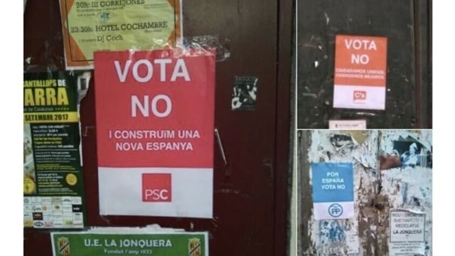 Carteles falsos de C's, PSC y PP a favor del 'no' para incentivar la participación en el referendum del 1-O