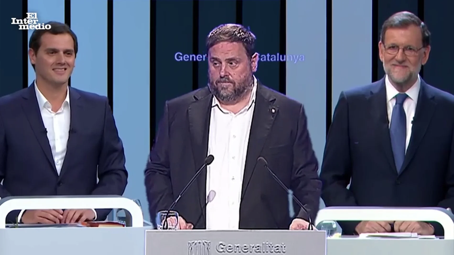 Mariano Rajoy y Albert Rivera respaldan a Oriol Junqueras en su discurso sobre el referéndum