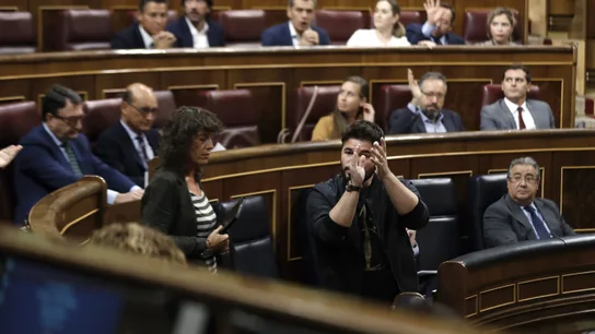 El portavoz adjunto de ERC, Gabriel Rufián, durante su intervención en la sesión de control El portavoz adjunto de ERC, Gabriel Rufián, durante su intervención en la sesión de control