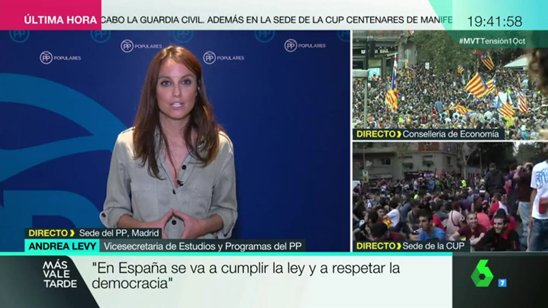 Andrea Levy: "Lo que nadie le puede pedir a Rajoy es que ceda ante el radicalismo independentista"