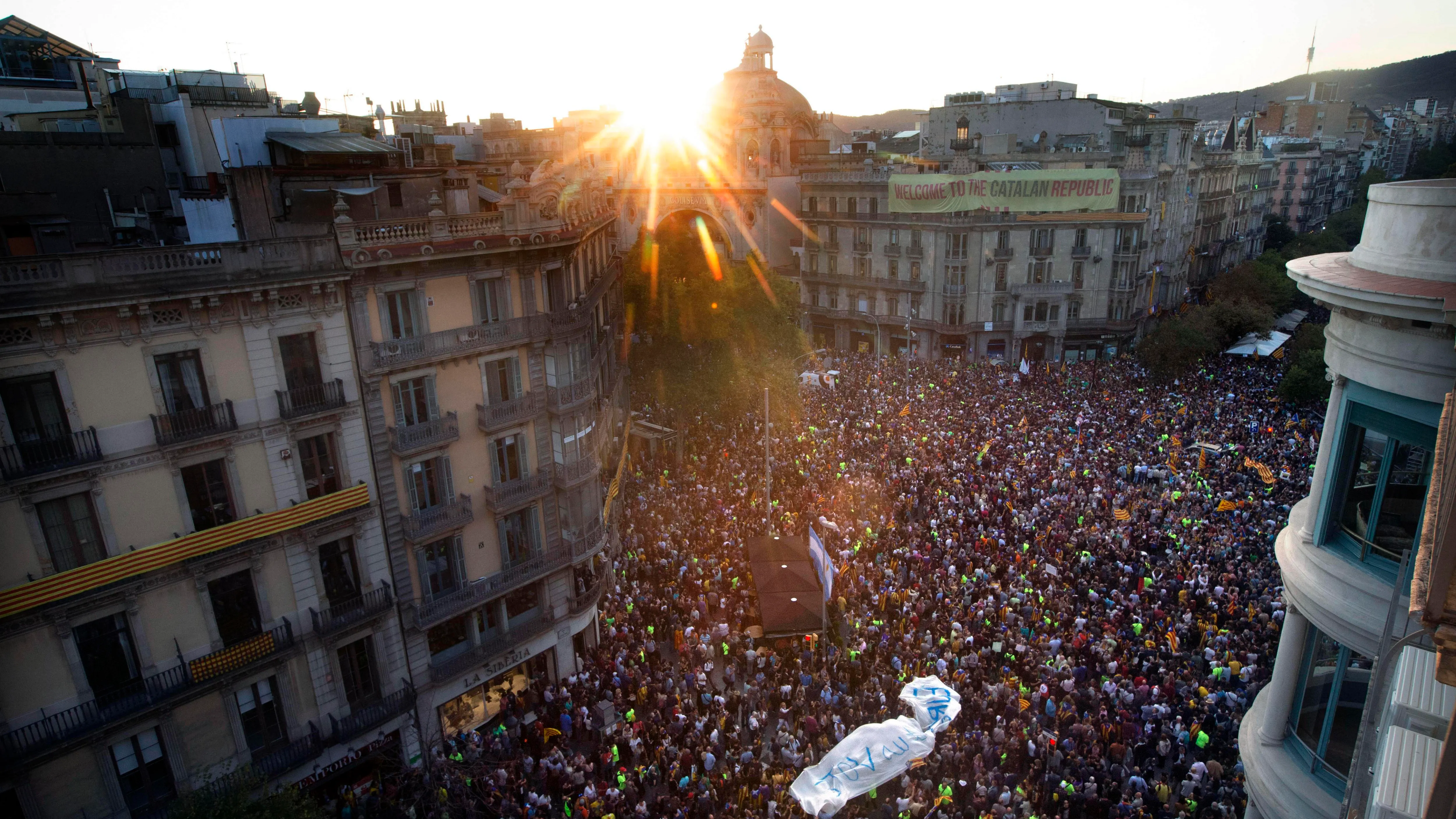 Manifestación en Barcelona por las detenciones y el 1 de octubre