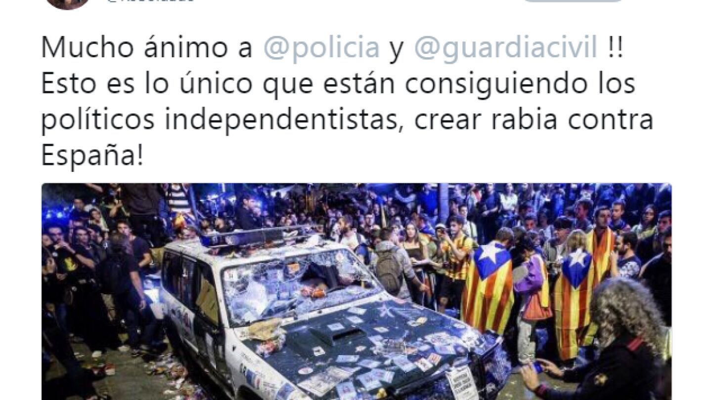 El tuit de Roberto Soldado referido a la situaci&oacute;n en Catalu&ntilde;a