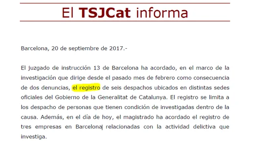 Comunicado del TSJC Comunicado del TSJC