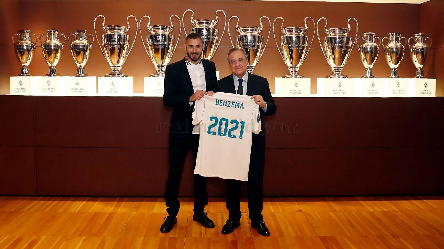 Benzema, junto a Florentino Pérez