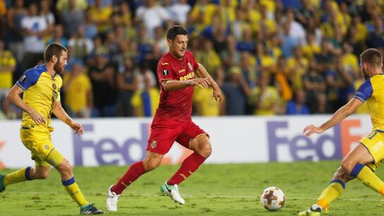 El Villarreal, en el partido de la Europa League ante el Maccabi.