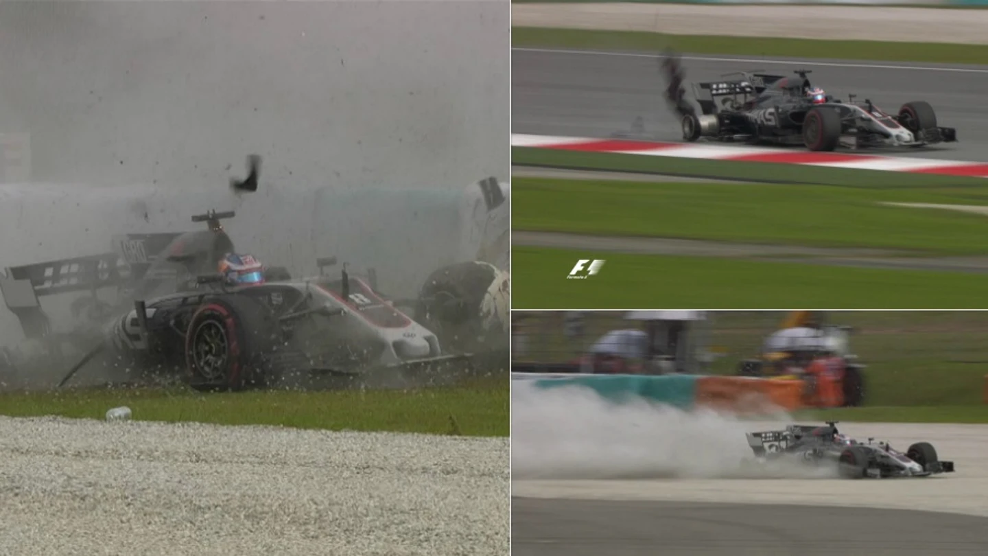 El accidente de Grosjean en Malasia El accidente de Grosjean en Malasia