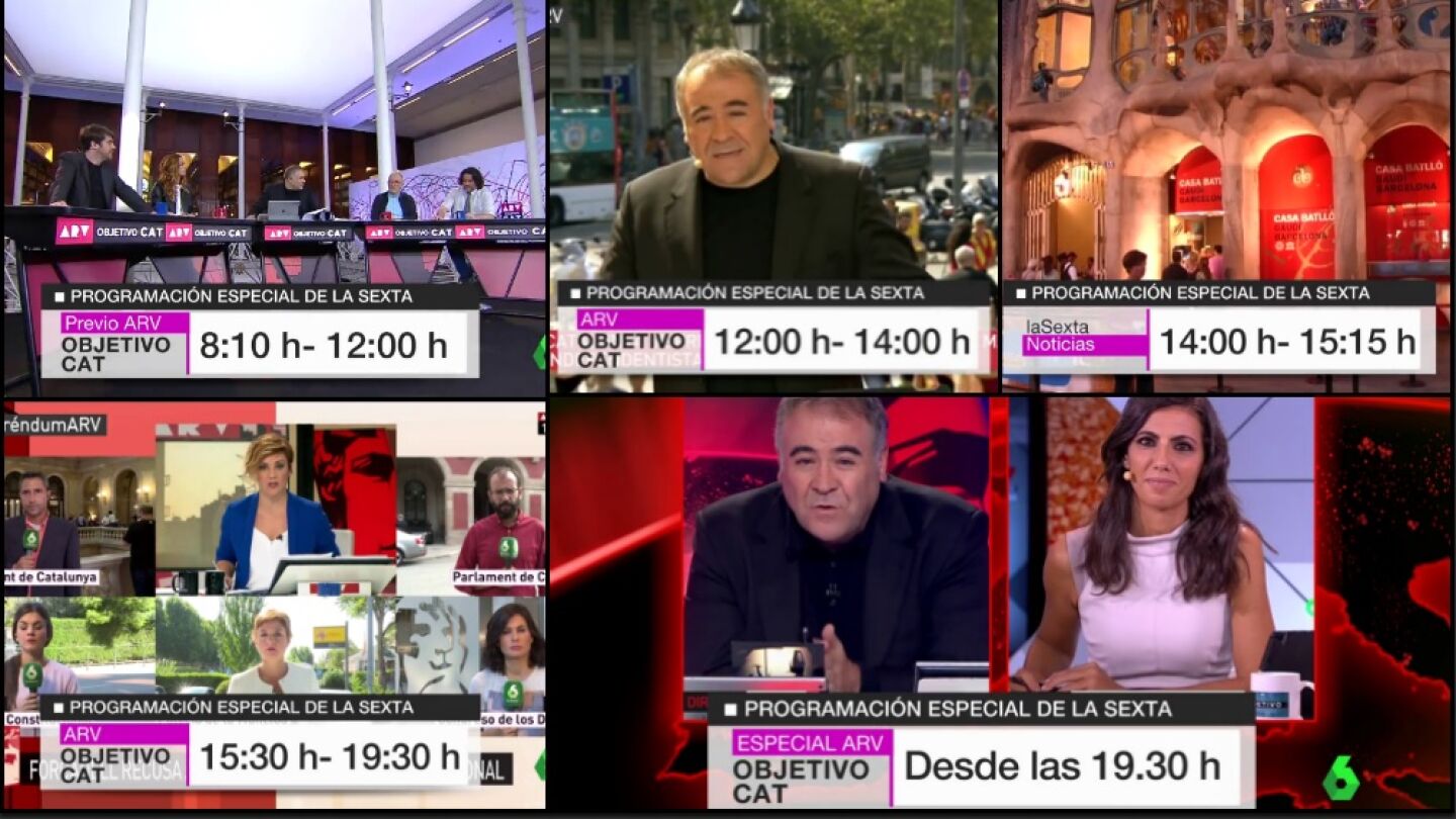 1-O: Despliegue masivo de laSexta en una fecha clave para Catalu&ntilde;a y para Espa&ntilde;a