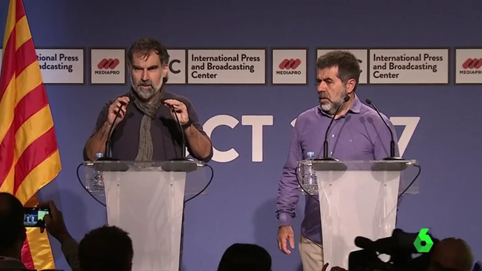 Jordi Cuixart, presidente de Òmnium Cultural, y Jordi Sánchez, líder de ANC