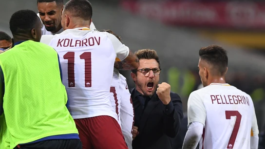 Eusebio di Francesco celebra la victoria de la Roma Eusebio di Francesco celebra la victoria de la Roma