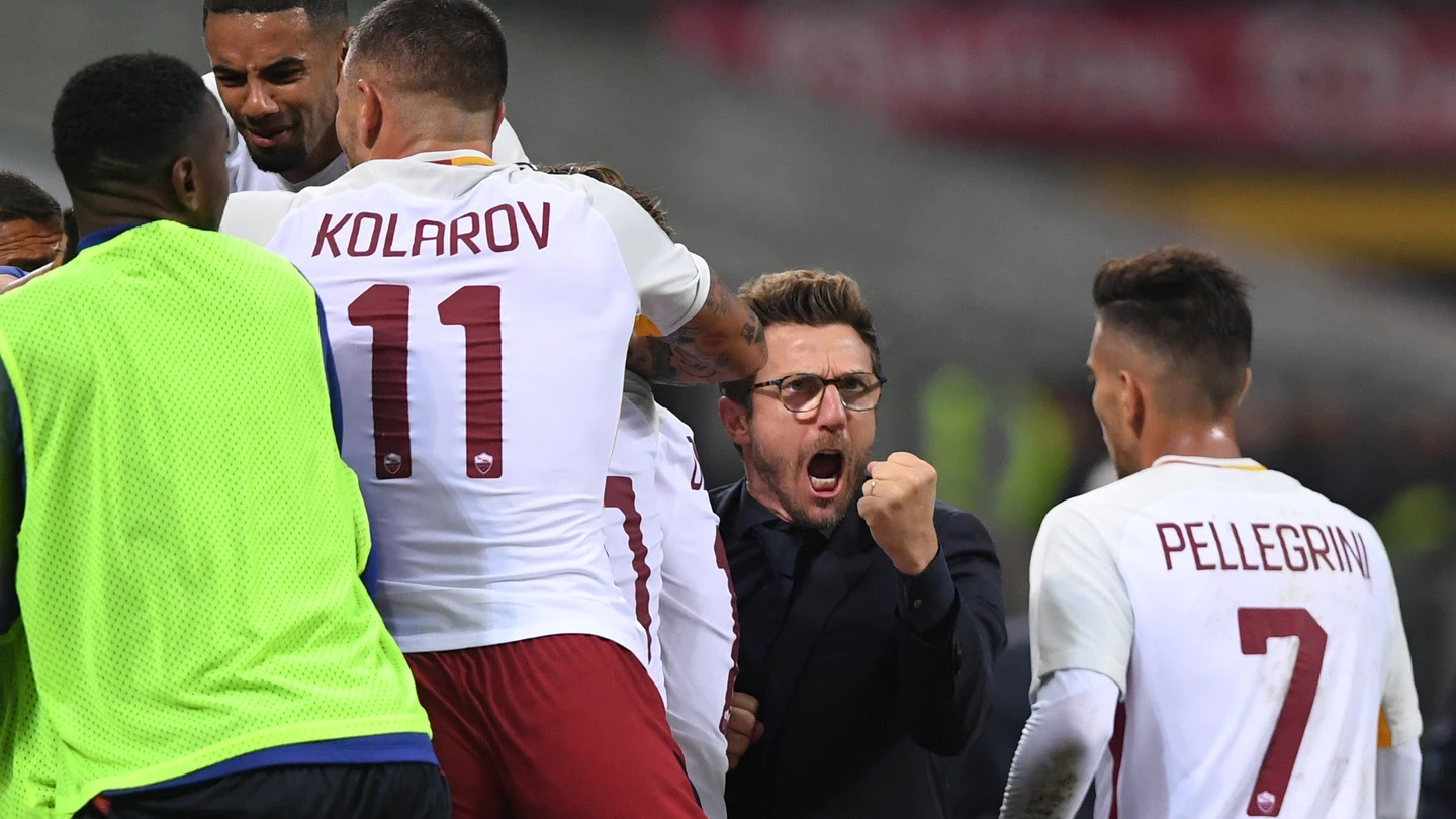 Eusebio di Francesco celebra la victoria de la Roma Eusebio di Francesco celebra la victoria de la Roma